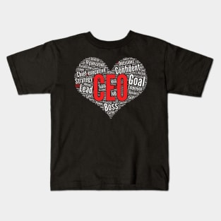 Chief executive CEO Business Founder Heart Shape Word Cloud graphic Kids T-Shirt